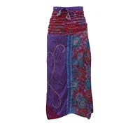 SHOPOHOLIC FASHION Gonna lunga da donna ricamata a mano, stile hippie, floreale, stile bohémien, Viola, Taglia unica