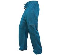Shopoholic Fashion, pantaloni da uomo in cotone leggero con tasca laterale, stile hippy bohemien turq.blue Medium