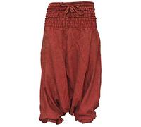 SHOPOHOLIC FASHION Pantaloni Harem Hippy Tinta Unita Slavati da Donna, Rosso