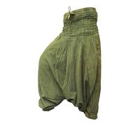 SHOPOHOLIC FASHION Pantaloni Harem Hippy Tinta Unita Slavati da Donna, Verde
