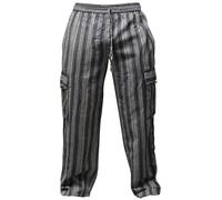 SHOPOHOLIC FASHION, Pantaloni Unisex in Stile Hippy, a Righe, Gamba Larga, con Tasche Laterali Black Mix Large