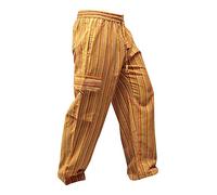 Shopoholic Fashion, pantaloni unisex in stile hippy, a righe, gamba larga, con tasche laterali Orange Mix XX-Large