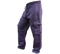 Shopoholic Fashion, pantaloni unisex in stile hippy, a righe, gamba larga, con tasche laterali Purple Large