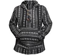 SHOPOHOLIC FASHION Pullover da Donna Multicolore Hippie con Cappuccio Boho Baja, Nero, M