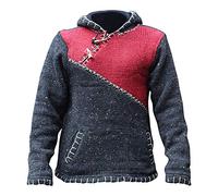 SHOPOHOLIC FASHION Pullover Foderato in Pile con Cerniera Incrociata da Uomo Felpa con Cappuccio in Lana Hippy Boho, S, Maroon