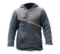 SHOPOHOLIC FASHION Pullover Foderato in Pile con Cerniera Incrociata da Uomo Felpa con Cappuccio in Lana Hippy Boho, Brown, M