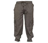 SHOPOHOLIC FASHION Tinta Unita da Uomo Canapa Hippie Pantaloni Stile Militare, (Grigio Scuro, M)