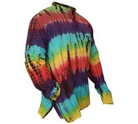 SHOPOHOLIC FASHION Uomo Donna Marble tintura a riserva Hippy Nonno Camicia - Parallel Arcobaleno, XXL