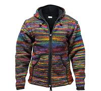 SHOPOHOLIC FASHION Uomo Foderata in Pile Tie Dye Hippie con Cappuccio Giacca Invernale in Lana - (Nero/Super Caldo/XL)