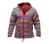 SHOPOHOLIC FASHION Uomo Foderata in Pile Tie Dye Hippie con Cappuccio Giacca Invernale in Lana - (Rosso/2XL)
