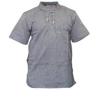 SHOPOHOLIC FASHION Uomo Mezzo Maniche Hippie Nonno Camicia - Grigio Scuro, L