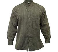 Shopoholic Mode Homme Rayé Hippie Chemise Grand-père - Noir, XXXL