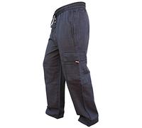 Shopoholic - Pantaloni da uomo con tasca laterale, in cotone leggero Nero XXXL