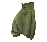 Shopoholic - Pantaloni tipo sarouel, stile Aladdin e hippie, tuta Vert - Vert Armée M
