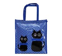 Shopper Borsa Donna in Plastica Busta Spesa Casual Universale Fantasia Gattini (Celeste, Completo (Piccola+Media))
