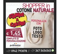 SHOPPER BUSTE BORSE COTONE NATURALE 38X42cm STAMPATE PERSONALIZZATE A COLORI