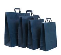 Shopper buste in carta blu scuro tinta unita con manici