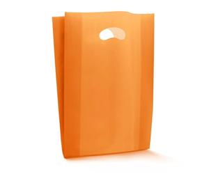 Shopper in plastica ARANCIO 25x35cm manico a fagiolo, 10cm di soffietto, 100 buste