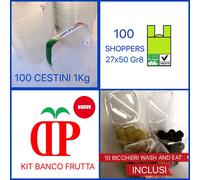 SHOPPERS BIODEGRADABILI COMPOSTABILI 27x50 8 GRAMMI + CESTINI ORTOFRUTTA PP 1KG