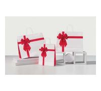 SHOPPERS CARTA BIANCA " FIOCCO ROSSO " Formato 24+11x21 - Scatola da 250 pz -