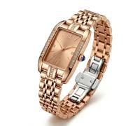 ShoppeWatch Delicato orologio da donna in oro | quadrante rettangolare con strass (oro)