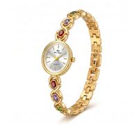 ShoppeWatch Orologio da donna in oro con grazioso braccialetto con perline di cristallo, Multicolore