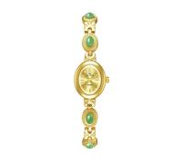 ShoppeWatch Orologio da donna in oro con grazioso braccialetto con perline di cristallo, Oro-Verde