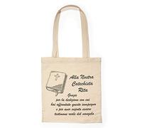 Shopping Bag Borsa in Cotone Personalizzabile Idea Regalo Catechista Fine Anno Catechesi Natale Pasqua Shopper con Manico Catechismo Prima Comunione Eucarestia Con Nomi Catechiste Bambini Bimbi 1