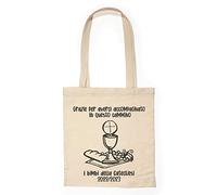 Shopping Bag Borsa in Cotone Personalizzabile Idea Regalo Catechista Fine Anno Catechesi Natale Pasqua Shopper con Manico Catechismo Prima Comunione Eucarestia Con Nomi Catechiste Bambini Bimbi 2