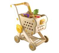 Shopping Cart Kids, Grocery Cart Playset, 15.75x19.69 inches, Child-Sized Rolling Basket with Fruits and Vegetables, Fun Learning Toy for Preschool Role-Playing Family Activities