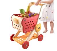 Shopping Cart Kids, Grocery Cart Playset, 15.75x19.69 inches, Child-Sized Rolling Basket with Fruits and Vegetables, Fun Learning Toy for Preschool Role-Playing Family Activities