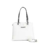 SHOPPING IN MATERIALE CON GRANA E RIFINITURE IN STAMPA PITONE, CHIUSURA IN METAL