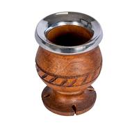 SHOPPLACE Opaco Legno Carrubo Artigianale Argentino Intagliato a mano Yerba Mate Trebol Puntale Acciaio (larghezza)