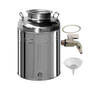 SHOPROM Bidone per Olio in Acciaio Inox 50 Litri, Contenitore Alimentare con Coperchio e Rubinetto, Antiruggine, per Olio Vino e Liquidi