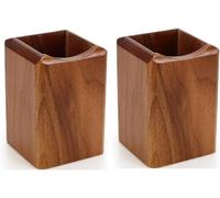 SHOPUKASA Confezione da 2 portapenne, in legno naturale, multiuso, per matite e matite da scrivania, confezione da 2 pezzi, colore noce