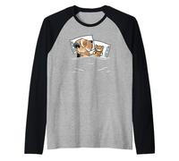 Shorkie addormentato con peluche per gli amanti dei cani simpatici animali domestici Maglia con Maniche Raglan