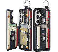 Shorogyt Custodia a portafoglio per Samsung Galaxy S26 Plus, design carino e alla moda con nastro CD, con supporto per carte di credito, supporto per chiusura magnetica, custodia per telefono in pelle