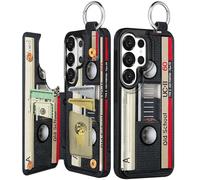 Shorogyt Custodia a portafoglio per Samsung Galaxy S26 Ultra, design carino alla moda con nastro CD, con supporto per carte di credito, supporto per chiusura magnetica, custodia per telefono in pelle