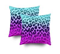 Shorping Confezione da 2 federe per cuscini con cerniera, 40,6 x 40,6 cm, sfumate, blu, rosa, ghepardo, leopardo, decorative, per casa, divano, biancheria da letto