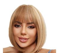Short Bob Wig - BOB BOB naturale, bob dritti, capelli sintetici resistenti al calore | Morbida parrucca dall'aspetto naturale Comfort leggero indossa quotidianamente donne, feste, cosplay, moda (multy