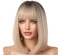 Short Bob Wig - BOB BOB naturale, bob dritti, capelli sintetici resistenti al calore | Morbida parrucca dall'aspetto naturale Comfort leggero indossa quotidianamente donne, feste, cosplay, moda (multy
