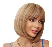 Short Bob Wig | Short Natural Bob Highlight Wig | Heat Resistant Synthetic Hair Natural Looking, Short Bob Wigs for Women, Fashionable Bob Hairstyle
