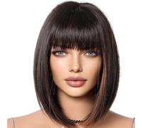 Short Bob Wig | Short Natural Bob Highlight Wig | Heat Resistant Synthetic Hair Natural Looking, Short Bob Wigs for Women, Fashionable Bob Hairstyle
