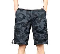 Short Cargo Homme Coton Bermuda Été Respirant Multi Poches avec Élastique Coton Shorts De Comodi décontracté Poids Léger Le Golf Basketball Campeggio Randonnée Short De Sport Homme