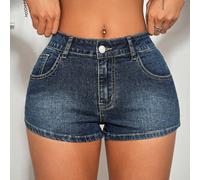 Short di jeans blu aderenti taglio boho con ricami sexy, strass e stelle per il 4 luglio femminile. Style da strada con effetto sfilacciato. 25,26,27,28,29,30Animale,Grafico,Farfalla,stampa dappertutt