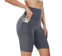 Short Donna - Pantaloncini da Corsa Donna Bermuda Pantaloncini da Yoga per Una Vita Attiva Comodi Ed Eleganti con Vita Alta E Tasche per Lo Sport Quotidiano E Il Relax A Casa (Grey S)