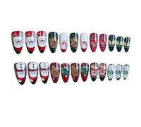 Short Press on Nails, Christmas Press on Nails 24pcs/Set Christmas Acconda con Babbo Natale Gingerbread Man Modello per donne invernali, inverno