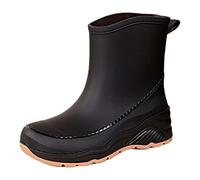 Short Rain For Womens Ankle Rainbooot Garden Boot Ladies Rubber Outside Work With Comfort High Heels Scarpe Donna Argento, Nero , 40 EU