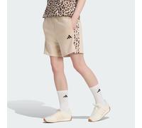 adidas Donna Seasonal Essentials 3-Stripes Animal Print Shorts, Crystal Linen/Multicolor/Crystal Linen, XS