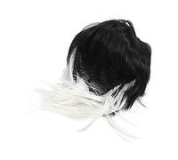 Short Shaggy Parrucca Unisex una Parrucca di Capelli Sintetici Corti con Fascia per Uomo Donna Nero Bianco